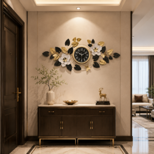 Floral Butterfly Metal Wall Clock
