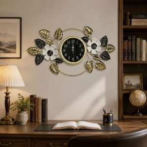 Luxury Wrought Iron Floral Wall Clock