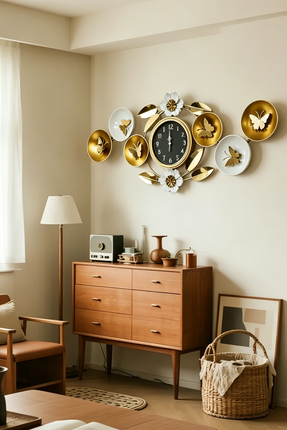 Luxury Floral Butterfly Wall Clock - Image 2
