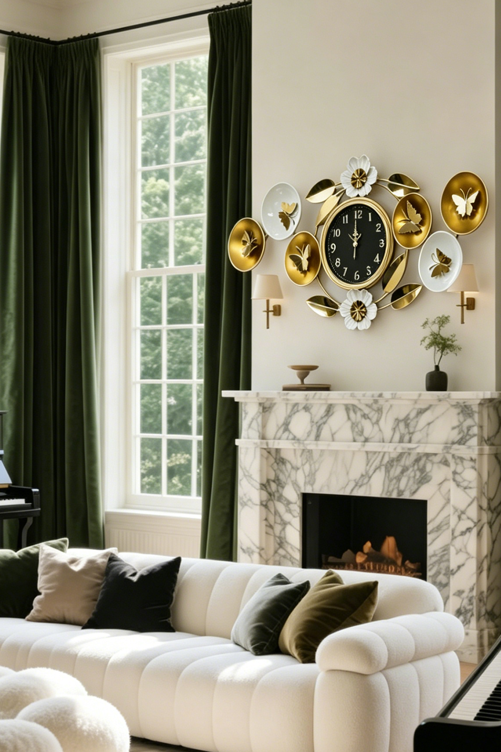 Luxury Floral Butterfly Wall Clock - Image 3