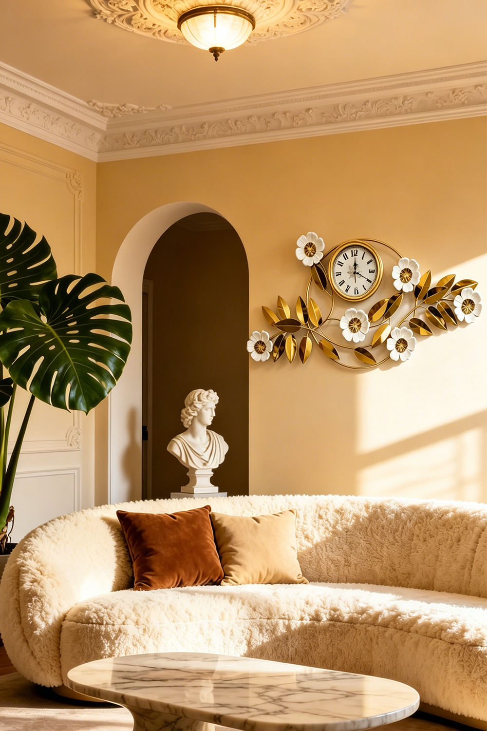 White Flower Metal Decorative Wall Clock - Image 2