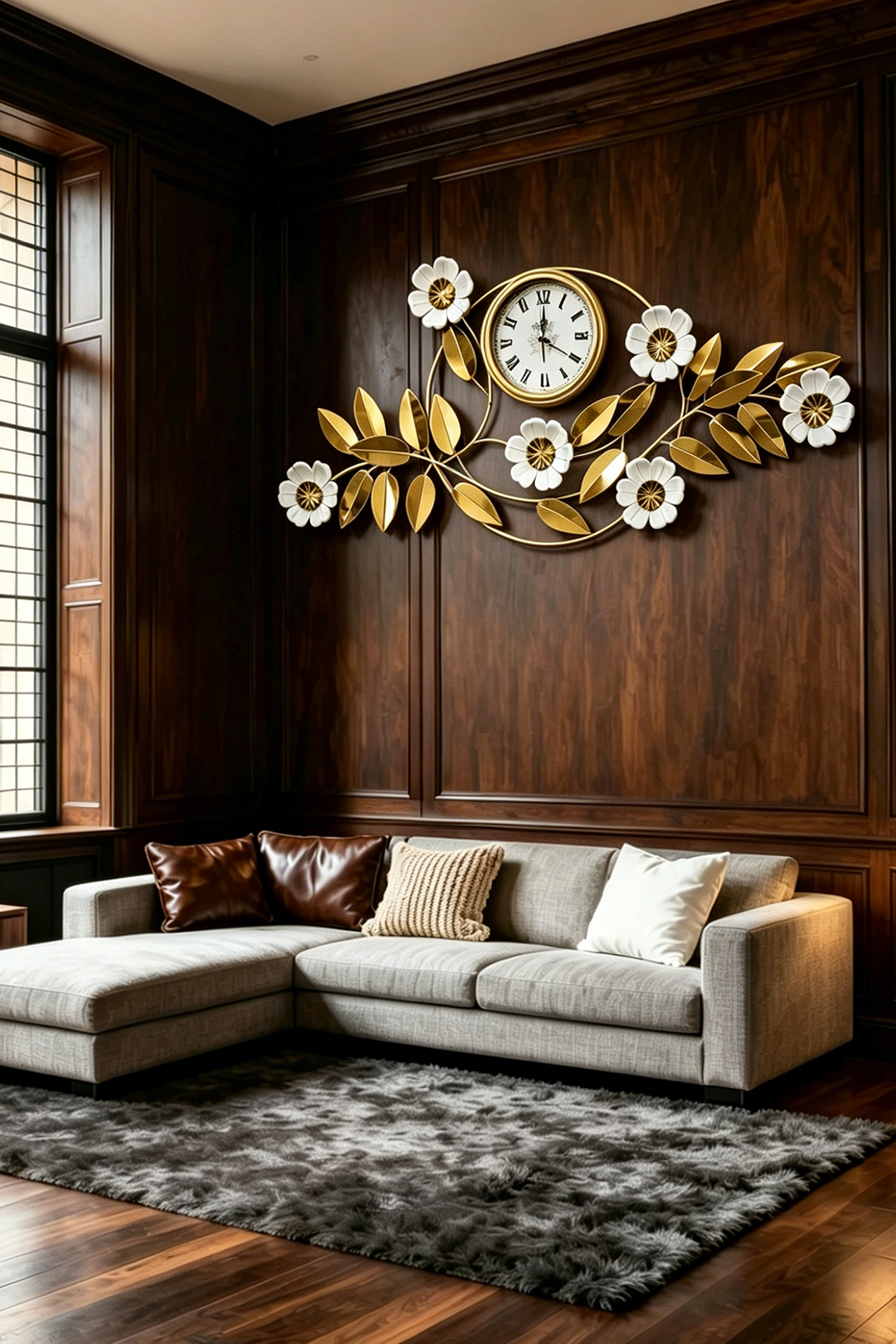 White Flower Metal Decorative Wall Clock - Image 3