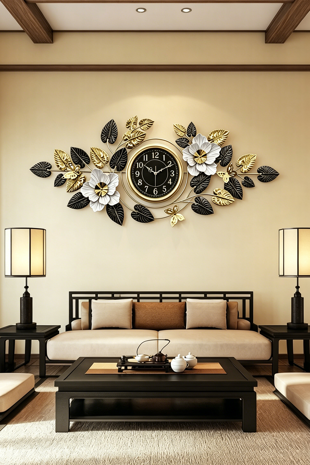Floral Butterfly Metal Wall Clock - Image 2