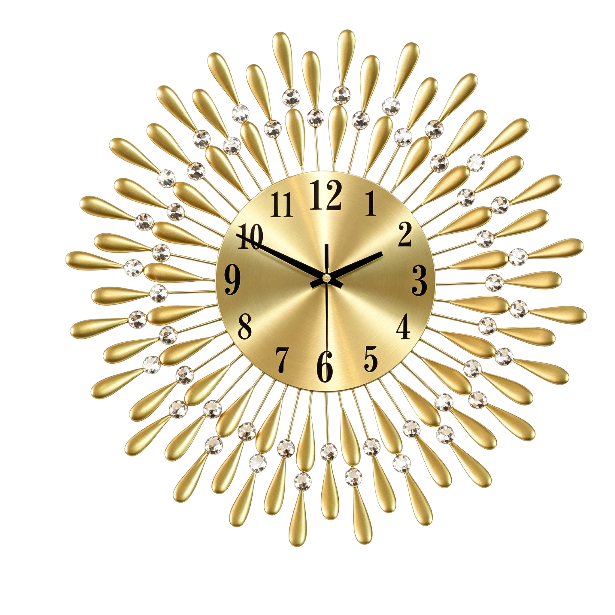 Teardrop Crystal Sunburst Metal Wall Clock - Image 2