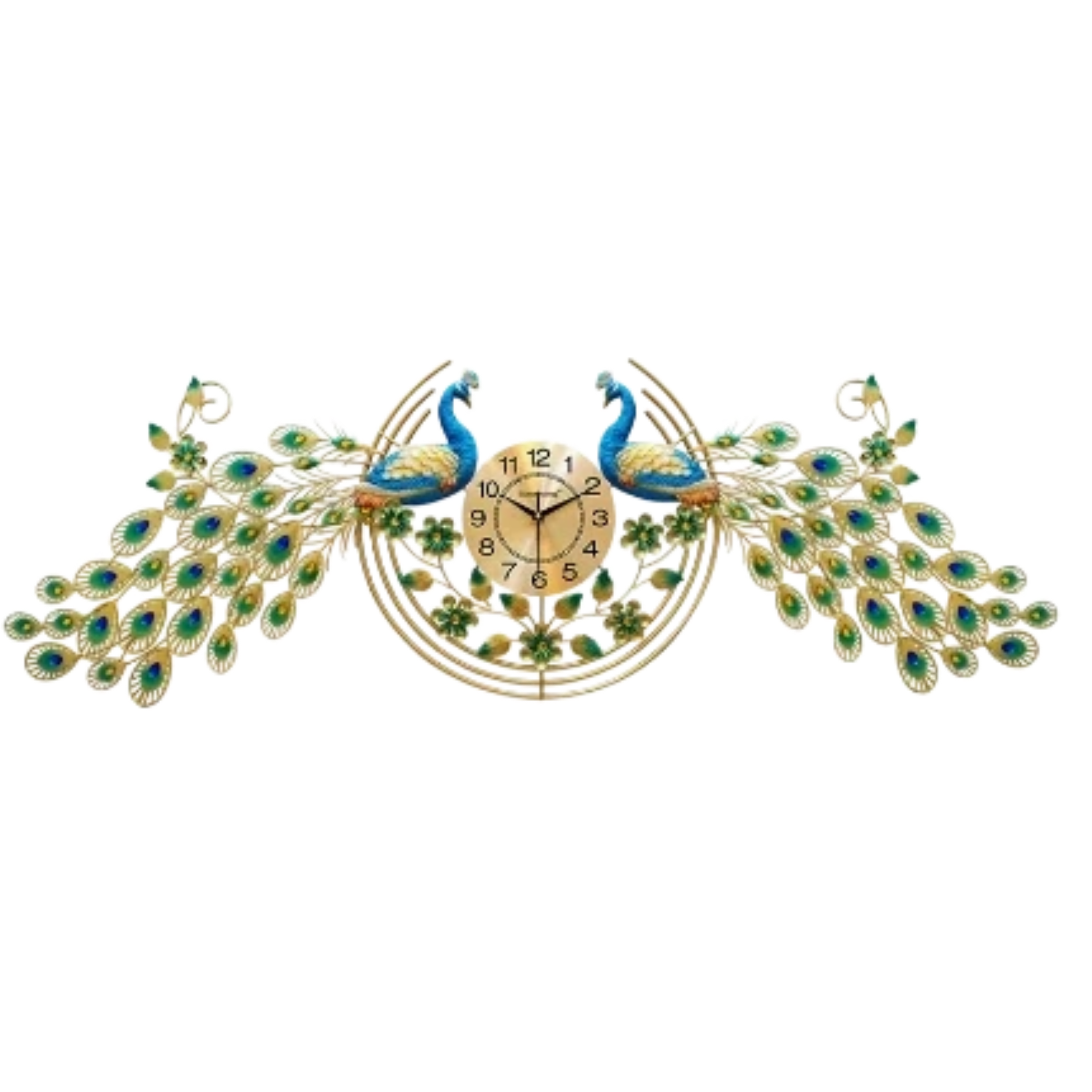 Double Peacock Decorative Wall Clock - Image 2