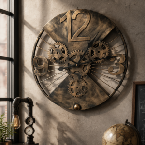 Vintage Gear Skeleton Metal Wall Clock