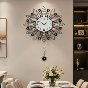 Sunburst Flower Decorative Pendulum Wall Clock