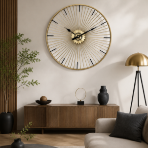 Luxury Sunburst Gear Metal Wall Clock