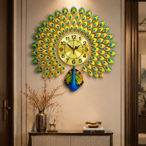 Luxury 3D Peacock Rhinestone Wall Clock