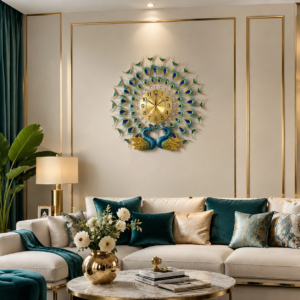 Double Peacock Crystal Silent Wall Clock