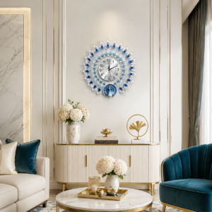 3D Peacock Crystal Silent Wall Clock