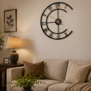 Half Circle Roman Numeral Metal Wall Clock
