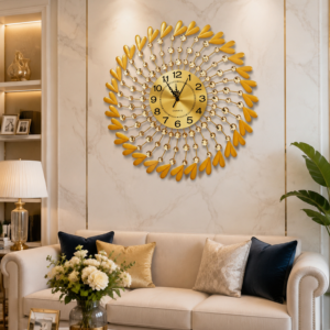 Golden wrought iron decorative clock