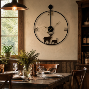 Deer silhouette open frame wall clock