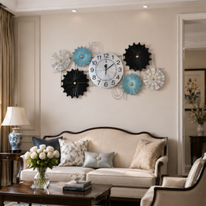 Light Luxury Floral Metal Wall Clock