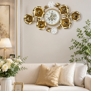 Gilded Floral Wrought Iron Clock