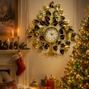 Luxury Golden Fortune Tree Metal Wall Clock