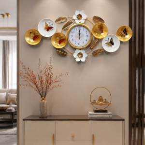 Multi-Plate 3D Butterfly Botanical Wall Clock