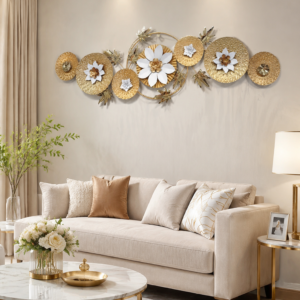 Embossed Gold Disc Floral Botanical Wall Decor