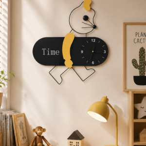 Cute Abstract Bear Metal Wall Clock