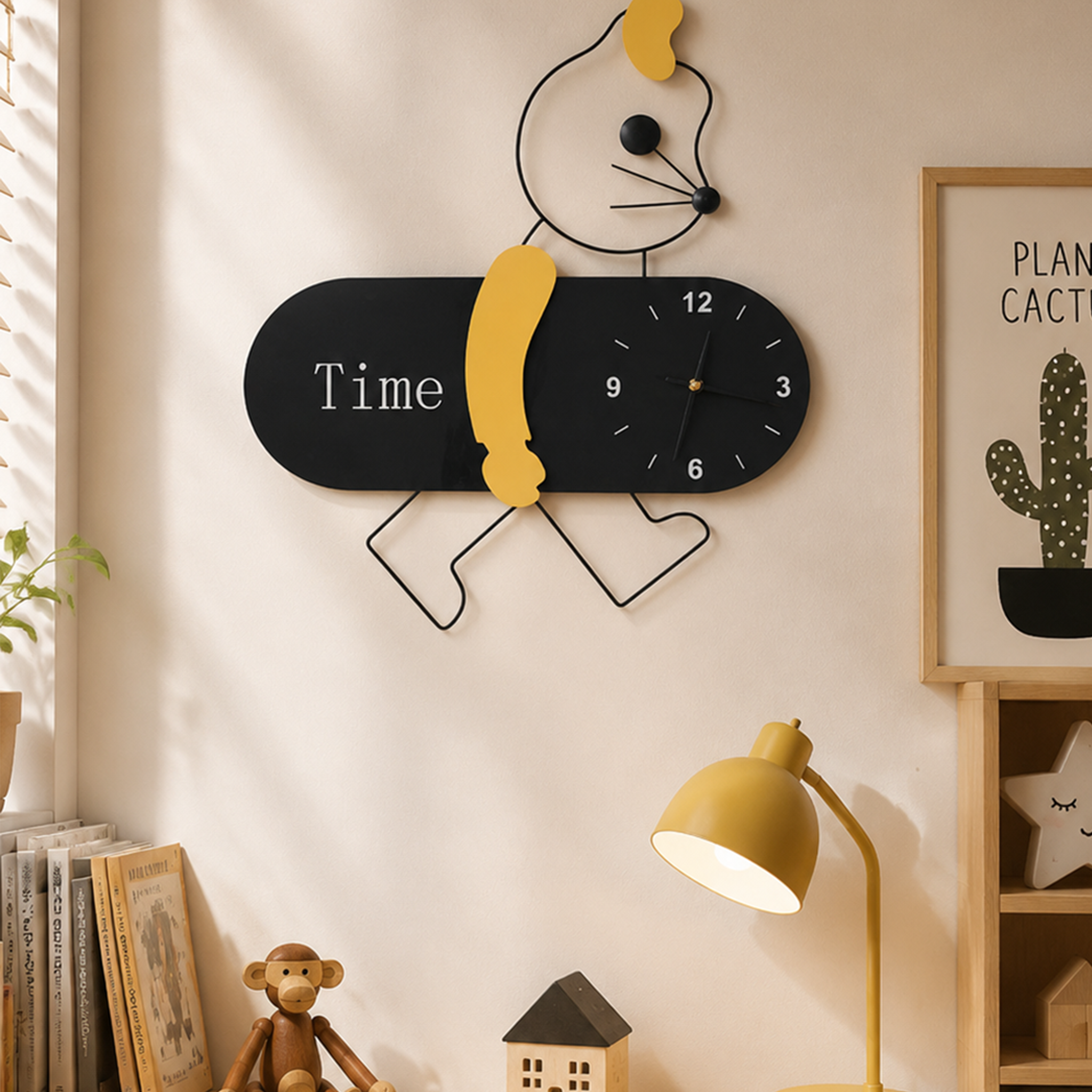 Cute Abstract Bear Metal Wall Clock