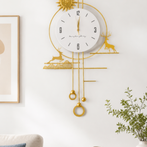 Sun Double Deer Metal Wall Clock