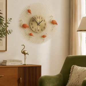 3D Flamingo Sunburst Wall Clock