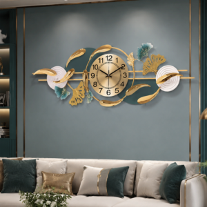 Luxury Ginkgo Leaf Metal Wall Clock