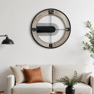 Modern Wood Metal Open Frame Wall Clock