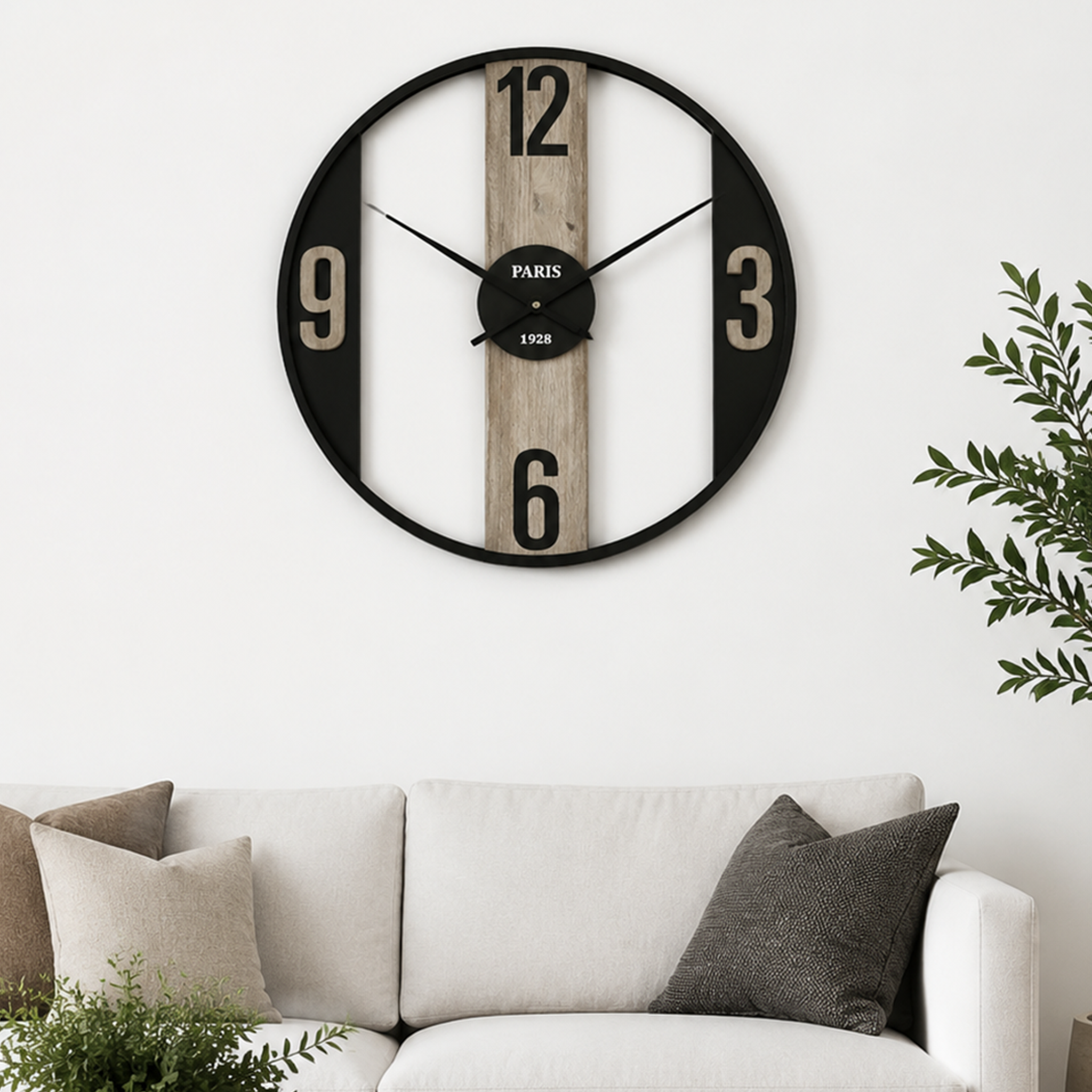 Vintage Paris Wood Metal Open Frame Wall Clock