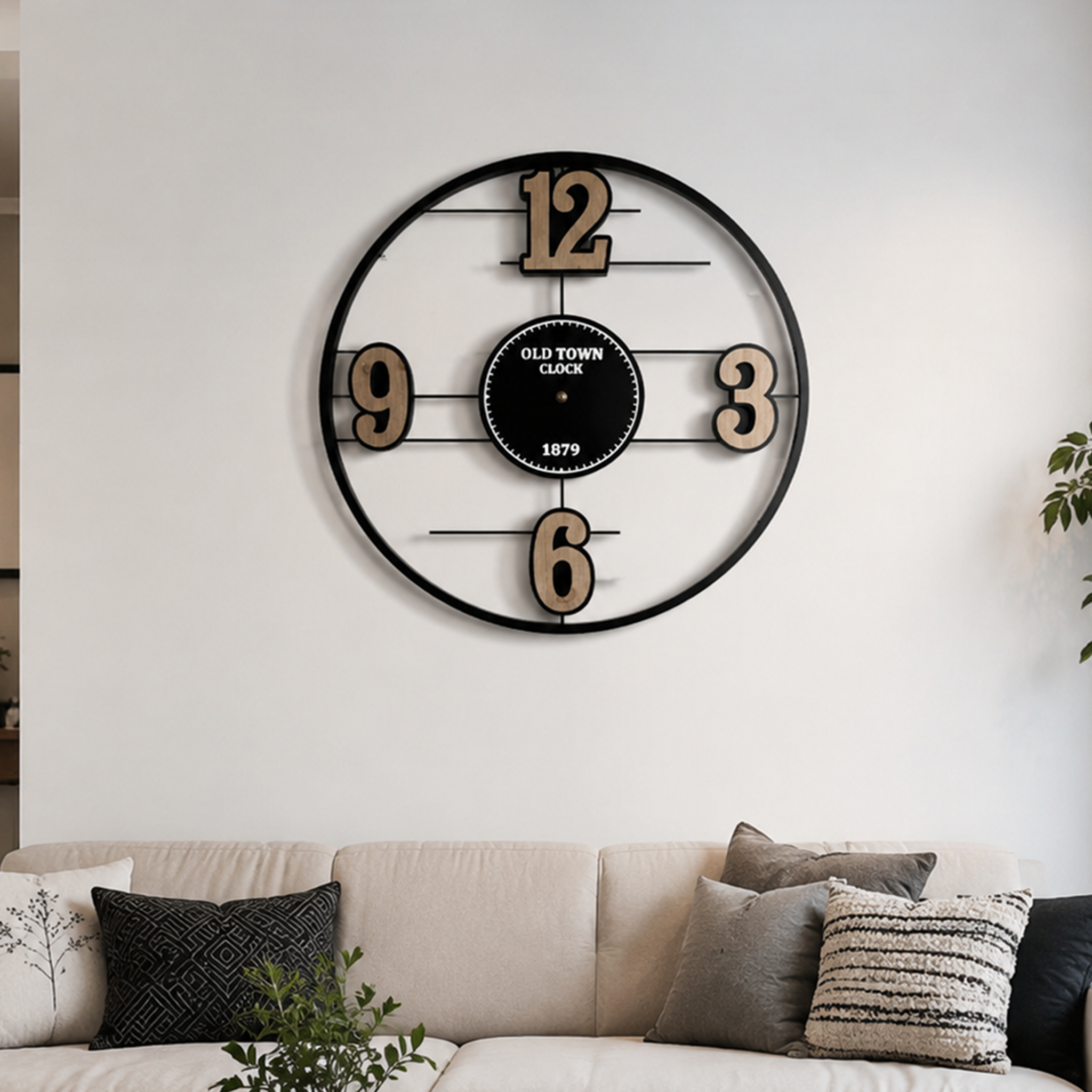 Old Town Open Frame Metal Wall Clock