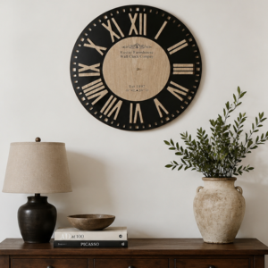 Rustic Farmhouse Roman Numeral Wood Wall Clock