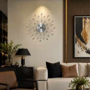Rhinestone Starburst Metal Wall Clock
