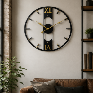 Metal Open Frame Roman Numeral Wall Clock