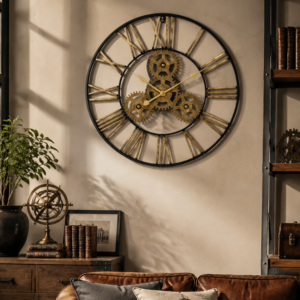 Industrial Gear Roman Numeral Metal Wall Clock