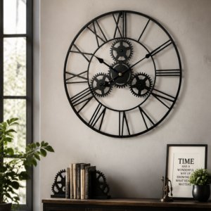 Industrial Steampunk Black Metal Wall Clock