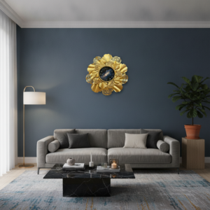 Golden Ginkgo Leaf Galaxy Dial Metal Wall Clock