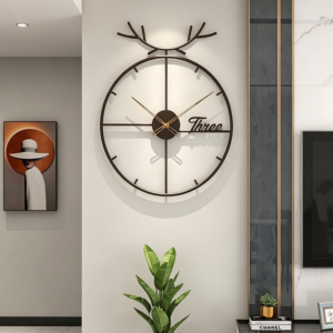 Nordic Line Deer Horn Wrought Iron Clock