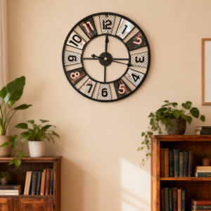 Farmhouse Mesh Panel Metal Wall Clock