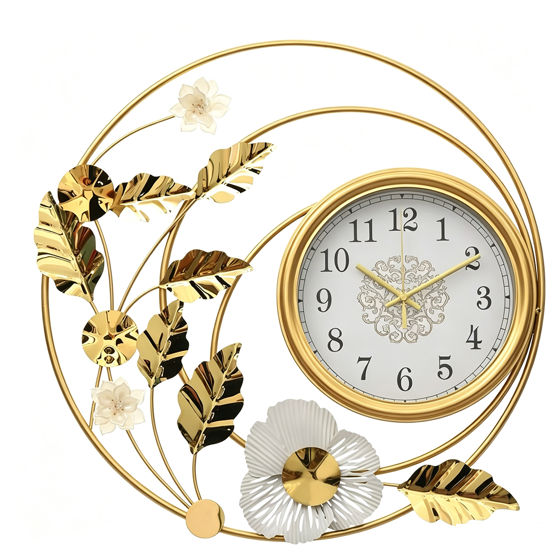 Light Luxury Dual Circle Floral Wall Clock - Image 3