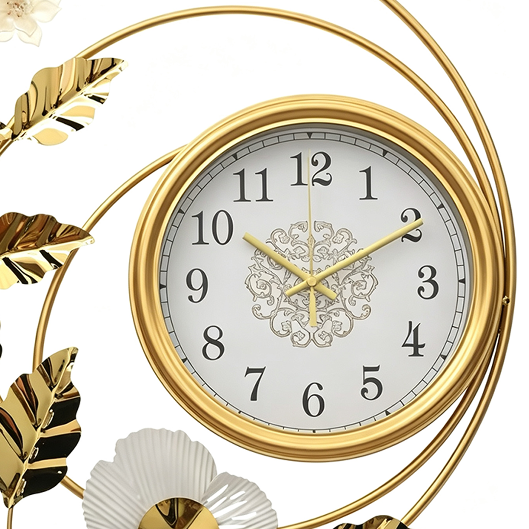 Light Luxury Dual Circle Floral Wall Clock - Image 2
