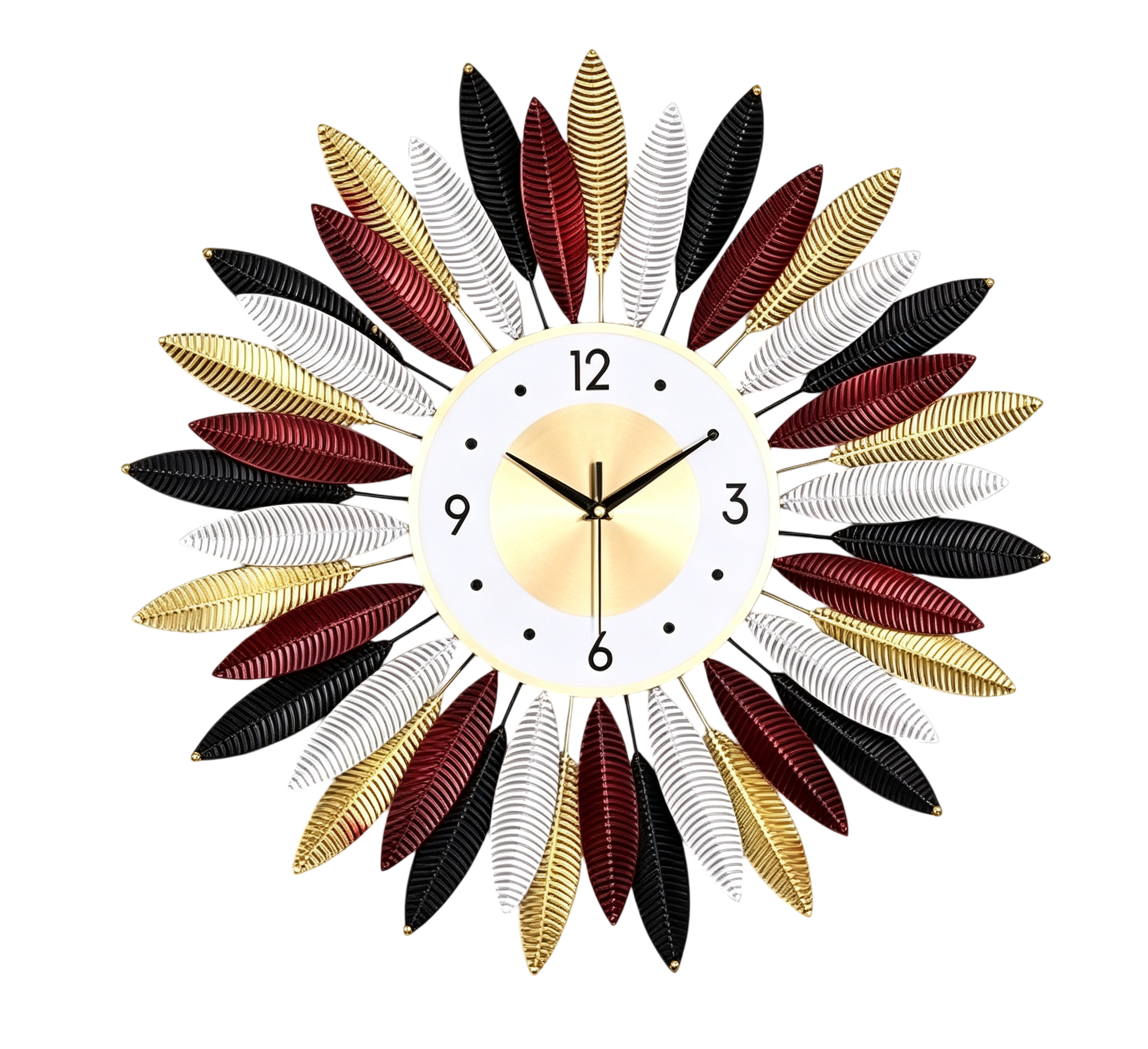 Multi‑Color Leaf Sunburst Metal Wall Clock - Image 2