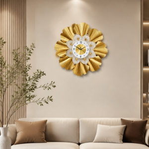 Golden Ginkgo Leaf Metal Wall Clock