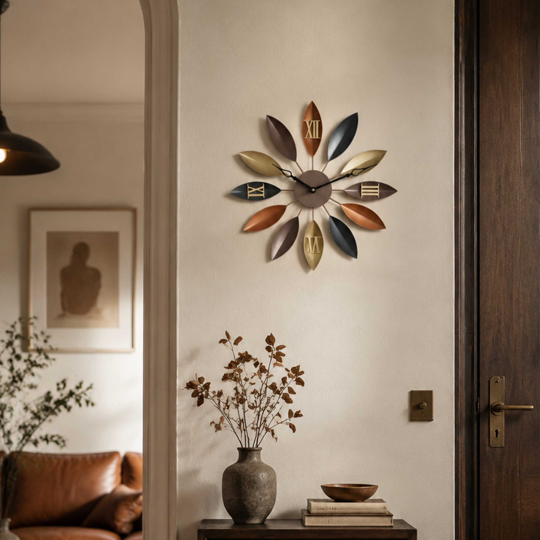 Creative Wrought Iron Leaf Wall Clock