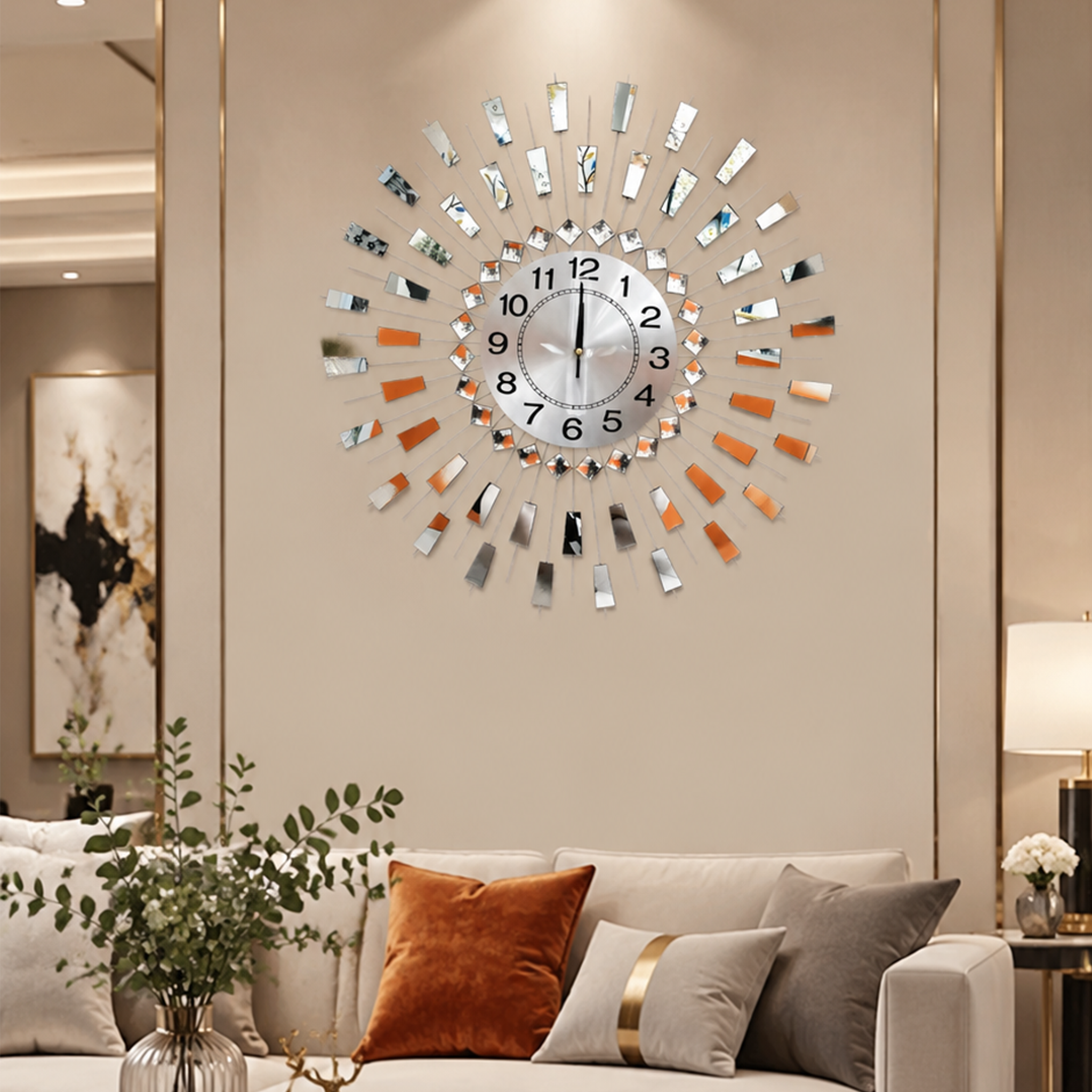 Mosaic Sunburst Metal Wall Clock