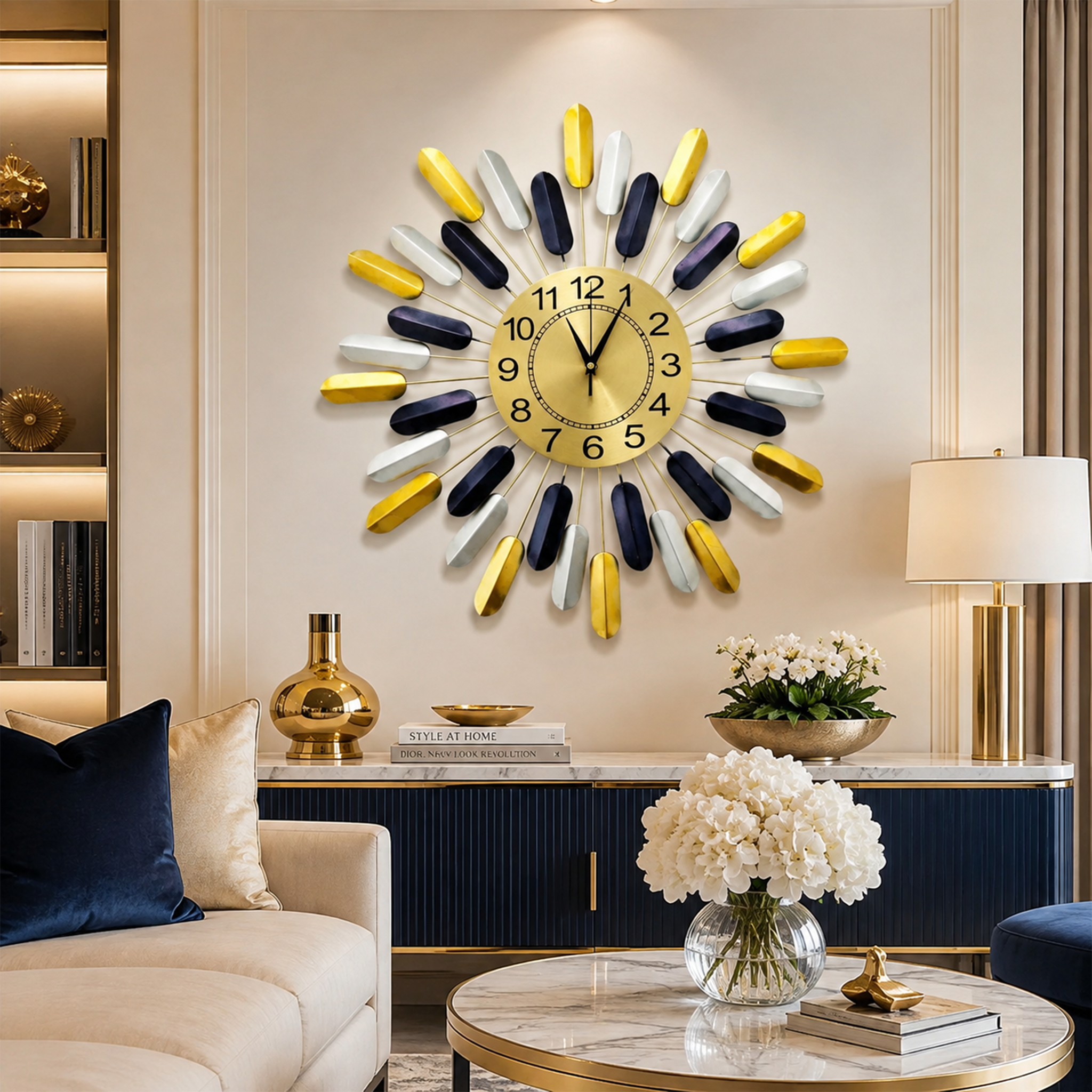 Multicolor Sunburst Metal Wall Clock
