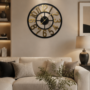 Black Gold Hollow Metal Wall Clock