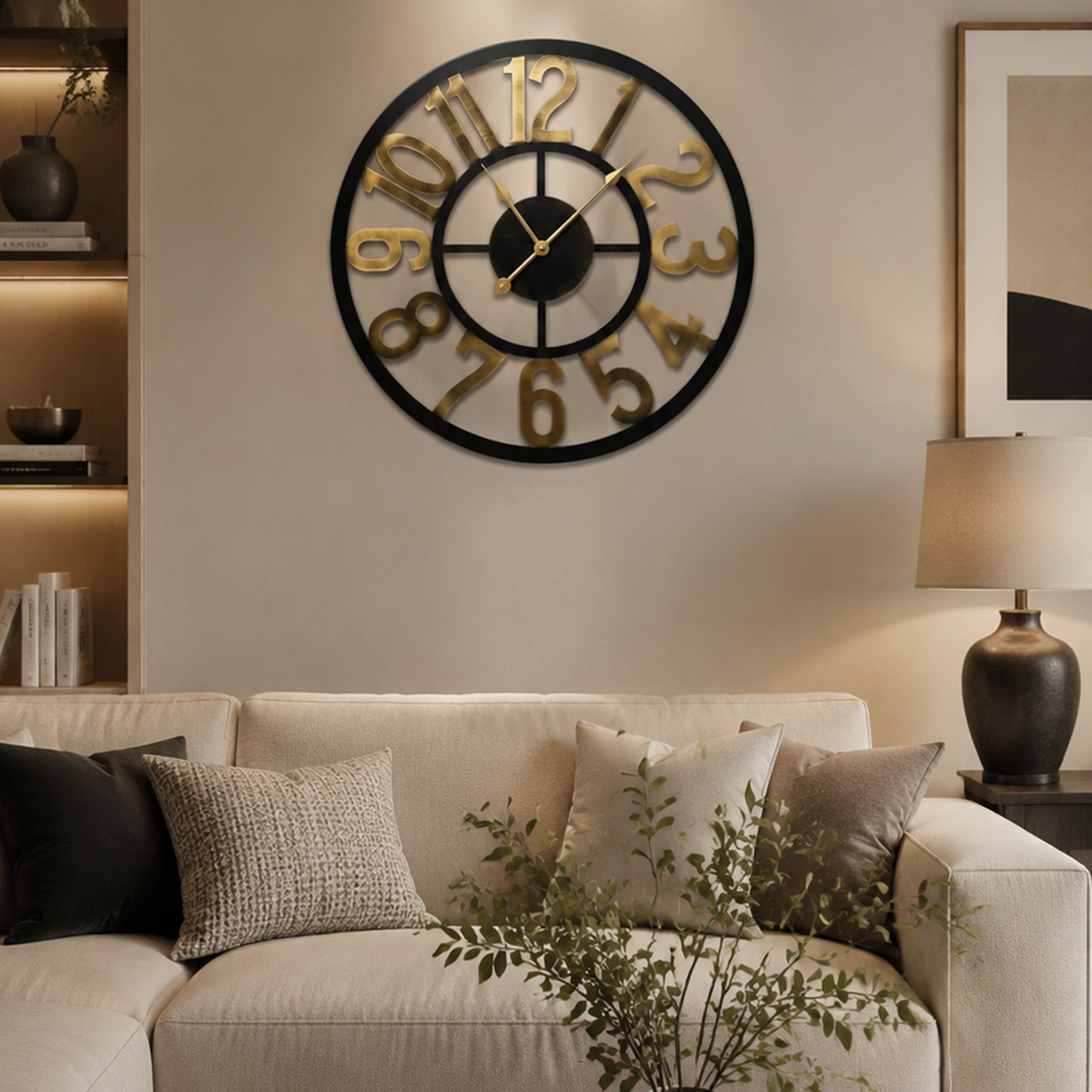 Black Gold Hollow Metal Wall Clock