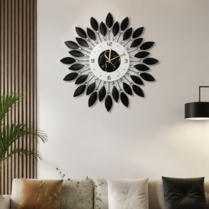 Sunburst Crystal Metal Wall Clock