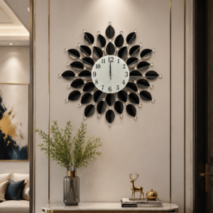 Black Leaf Diamond Hanging Clock